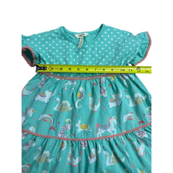 Matilda Jane Girls Size 4 Dress – Aqua Polka Dot Circus Animal Print Boho - Picture 3 of 5